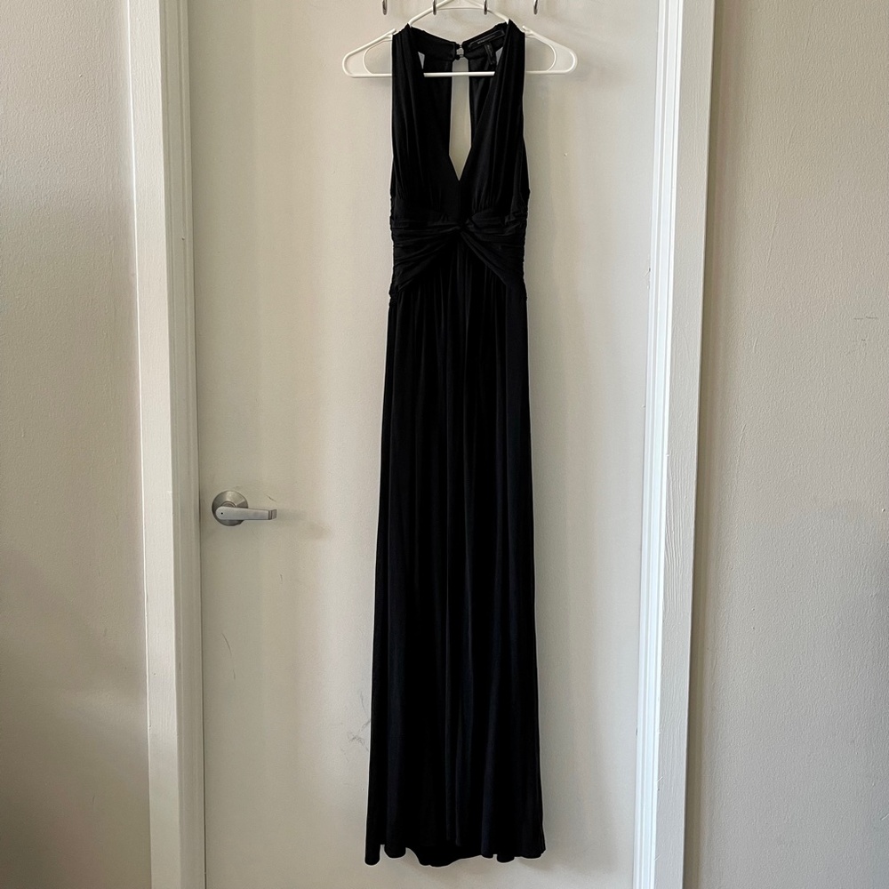 BCBGMaxAzria Danicka Twist Front Long Evening Dress Black Size 0